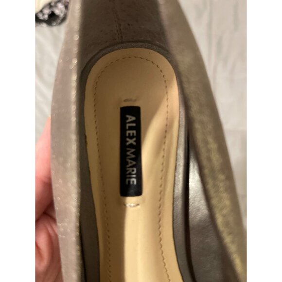 Alex Marie Silver Peep-Toe Wedge Shoes With Rhinestones 6.5M - Picture 7 of 8